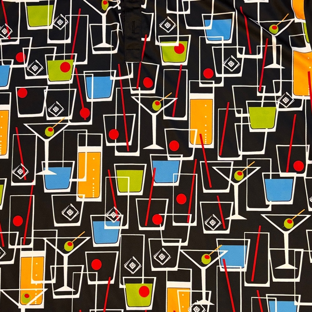 Loudmouth Black Multicolor Cocktail Pattern Polo - Picture 2 of 6